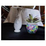 Vintage Flower Vase and Faux Plant Decor