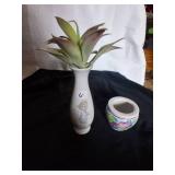 Vintage Flower Vase and Faux Plant Decor