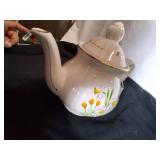 Vintage Glass Teapot w/ Flower Design