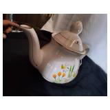 Vintage Glass Teapot w/ Flower Design