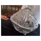 vintage crystal candy dish with a lid