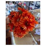 Glass Vase w/ Faux Orange Decorative Flowers