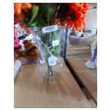 Glass Vase w/ Faux Orange Decorative Flowers
