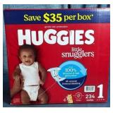 Huggies Little Snugglers, Size 1 (up to 14lb), 234 Diapers