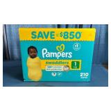Pampers Swaddlers Diapers, Size 1 (8-14 Pounds) 210 Count