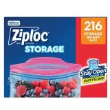 Ziploc Storage Quart Bags with Grip  n Seal Technology  216 Count