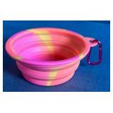 Collapsible Silicone Pet Bowl with Carabiner - Retail: $8