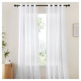 NICETOWN White Sheer 102 inch Curtains for Living Room, Grommet Elegant and Airy Window Treatments Translucent Lightweight Drapes for Living RoomBedroom,2 Panels, W54 x L102 - Retail: $24