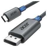 acer USB C to DisplayPort Cable 6.6 FT (4K@60HZ 2K@165Hz), Type-C to DisplayPort Cord (Sturdy Aluminum, Plug and Play) Thunderbolt 345 Compatible with MacBook ProAir, iPhone 16 ProMax, XPS, Surface - 