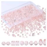 LAIDANLA 800PCS Glass Beads Pink Color Crystal Beads Assorted Crystal Beads with Container Box for DIY Necklace Bracelet Earring Jewelry Making - Retail: $9
