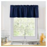 Valea Home Blackout Valance Curtains Waterproof Soft Rod Pocket Valance for Kitchen and Bathroom Window Room Darkening Valances for Bedroom, 52 inch x 18 inch, Navy Blue - Retail: $12