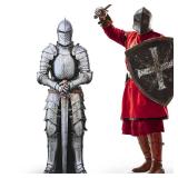 DoubleFill 4 Feet Medieval Party Decorations Knight Cardboard Cutout Stand Up Life Size Suit of Armor Photo Props Castle Party Back Drops for Medieval Renaissance Ancient Knight Castle Decor - Retail: