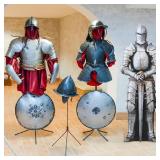 DoubleFill 4 Feet Medieval Party Decorations Knight Cardboard Cutout Stand Up Life Size Suit of Armor Photo Props Castle Party Back Drops for Medieval Renaissance Ancient Knight Castle Decor - Retail: