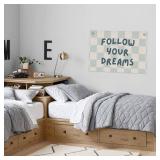 PLKMN Playroom Decor, Follow Your Dreams Checkered Linen Banner  Motivational Canvas Wall Hanging Flag for Teen Boys Girls Room Classroom 20x30 - Retail: $16