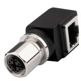 Lonlonty RJ45 to M12 X Coded 8 Pin Adapter Cat6aCat5e 360° Rotatable, M12 Female to RJ45 Female Connector X-Code IP68 Shielded Industrial Ethernet Adapter for Basler Cognex Industrial Camera Sensor -