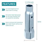 Dual Hex Wrench Removal Tool for Anode Rod and Water Heater Element, 1-116 in x 1-12 in x 6 in, Hex Socket for All Residential and RV Camper Travel Trailer Motorhome - Retail: $9