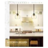 Audickic Pendant Lights Kitchen Island, 7\ Modern Black Hanging Lights Fixtures with Clear Glass Globe Shade, Kitchen Island Lighting for Bathroom, AD-22280-1P-BK-C - Retail: $46in
