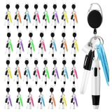 Dispowreath 120 Pcs Retractable Nurse Pen Bulk Set 4 in 1 Ballpoint Pens Mini Highlighter Mini Marker Nursing Keychain Clip for Badge CNA Nurse Accessories Gifts Office(Black) - Retail: $41