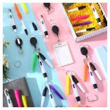 Dispowreath 120 Pcs Retractable Nurse Pen Bulk Set 4 in 1 Ballpoint Pens Mini Highlighter Mini Marker Nursing Keychain Clip for Badge CNA Nurse Accessories Gifts Office(Black) - Retail: $41