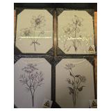 Framed Black and White Bathroom Wall Art, 4 Piece Vintage Floral Canvas Prints Artwork for Farmhouse, Rustic Minimalist Flower Botanical Pictures for Bedroom Living Room Wall Decor, 8x10x4 (Pack) - Re