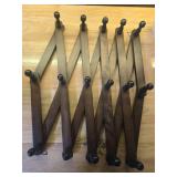 Qiannhee Solid Wood Hat Rack, Expandable Wall Holder with Black 16 Hooks,Brown Accordion Wall Hanger Organizer for baseball caps,Fedora,Space Saver for Entryway,Home Decor