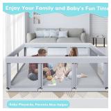 Fshibila 74\ ×50\in Large Baby Playpen, Baby Playard for Babies and Toddlers, Baby Fence Play Pens for Indoor and Outdoor, Sturdy Safety Play Yard with Soft Breathable Mesh, Anti-Fall, Grey - Retail: