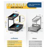 EUHOME Under Sink Organizer, 2 Tier Adjustable Height Under Sink Organizers and Storage, L-Shaped Slide Out Pull Out Cabinet Organizers for Bathroom Kitchen Pantry (2 Pack, Black) - Retail: $40