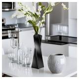 Ceramic Vase, Small Flower Vase Home Decor, Modern Farmhouse Decorative Vase, Dinner Table, Mantel, Entryway, Shelf, Centerpieces, Living Room Décor, Unique Geometric Vases Black jarrones decorativos