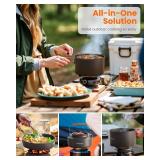 Fitense 22Pcs Camping Cookware Mess Kit for 2, Lightweight Camping Kitchen Pots and Pans Set, Portable Camping Essentials for Backpacking, Camping Cooking Hiking and Picnic - Retail: $36