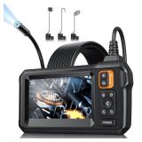 Endoscope Camera with Light, Inspection Borescope Camera with 4.3\ IPS Screen, 1920P HD with 8 LED Lights, 16.5FT Semi-Rigid Cord Bore Scope, IP67 Waterproof Endoscope for Sewer, Tools(Orange) - Retai