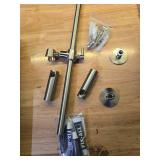 Shower Slide Bar Adjustable Handheld Shower Head Holder Wall Mount - 15inch All-Metal Shower Head Slide Bar Compatible with Bathroom Drill Free Glue Installation - Brushed - Retail: $41