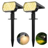 WELALO Solar Spot Lights Outdoor, [2 Pack65 LED3 Modes] Solar Landscape Spotlights, Solar Powered Security Lights, IP68 Waterproof Wall Lights for Outsides Walkway Yard Garden Driveway(Warm White) - R