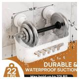 LEVERLOC Shower Caddy Suction Cup, Shower Organizer Removable Bathroom Shelf, Storage Suction Powerful Max Hold 22lbs Bathroom Caddy Waterproof Holder, White - Retail: $16