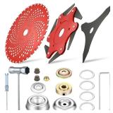 Threlaco 6 Steel Teeth Razor Trimmer Head and 3 Teeth Brush Cutter Blade Set Weed Trimmer Blades Metal Gloves for Brush Cutter Attachments, Weed Lawn Trimmer Tools (Red, 9 x36t+10 x3t+6t) - Retail: $3