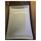 US Acrylic White Plastic Serving Trays (Set of 4) 15 x 10 | Large Unbreakable Reusable Rectangular Party Platters | Serve Appetizers, Fruit, Veggies, and Desserts | BPA-Free and Made in USA - Reta