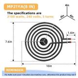 AMI PARTS MP21YA Electric Range Burner Surface Element (8 Inch) Compatible with Whirl-pool May-tag Ken-more Stove Burner Surface Element - Retail: $14