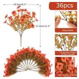 Hananona 36 Pcs Artificial Mum Flowers for Outdoors, Faux Fall Mums Silk Flower for Outside, Fake Orange Flowers for Fall Patio Front Door Planter Autumn Halloween Home Decorations (36, Orange) - Reta