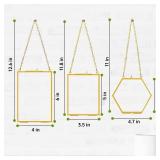 TLAZZ 3 PCS Double Glass Frame for Pressed Flowers, Clear Brass Flower Press Frame with Chain, Hanging Glass Floating Frames for Plant Specimen Artwork Display - Retail: $16,535