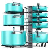 MUDEELA Pots and Pans Organizer Rack under Cabinet 16.61 Height, 8 Tiers Adjustable Pot Pan Rack with 3 DIY Methods, Pot Lid holder for Kitchen Cabinet Organizers and Storage - Retail: $25