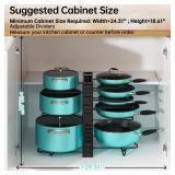 MUDEELA Pots and Pans Organizer Rack under Cabinet 16.61 Height, 8 Tiers Adjustable Pot Pan Rack with 3 DIY Methods, Pot Lid holder for Kitchen Cabinet Organizers and Storage - Retail: $25