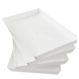 US Acrylic White Plastic Serving Trays (Set of 4) 15 x 10 | Large Unbreakable Reusable Rectangular Party Platters | Serve Appetizers, Fruit, Veggies, and Desserts | BPA-Free and Made in USA - Reta