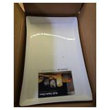 US Acrylic White Plastic Serving Trays (Set of 4) 15 x 10 | Large Unbreakable Reusable Rectangular Party Platters | Serve Appetizers, Fruit, Veggies, and Desserts | BPA-Free and Made in USA - Reta