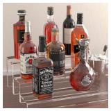 JUESHA 3 Tiers Bar Shelves for Liquor Bottles, 15\ Bar Organizer for Countertop, Clear Acrylic Risers Display Racks Stands for Figures Pops Cupcake Perfume Collections (Patent: D1076520S) - Retail: $4
