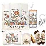 Funnymoom 6 Pcs Christmas Occupational Therapy Appreciation Gifts for Women, Thank You OT with17 oz Glass Cup Canvas Tote Makeup Bag, Xmas Birthday Gifts Set for Occupational Therapist - Retail: $24