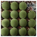 Liliful 15 Pcs Velvet Christmas Balls Bulk Flocked Christmas Tree Ball Ornaments Plastic Xmas Decorative Hanging Ornaments(Green,3.15 Inch) - Retail: $29