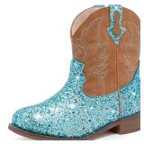 Motasha Toddler Girls Cowgirl Boots Blue Cowboy Boot for Big Kids Western Ankle Boys Cowgirl Boot Size 2 Horse Riding Shoes Birthday Party Wedding (M7110 Se Blue 2) - Retail: $24