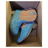 Motasha Toddler Girls Cowgirl Boots Blue Cowboy Boot for Big Kids Western Ankle Boys Cowgirl Boot Size 2 Horse Riding Shoes Birthday Party Wedding (M7110 Se Blue 2) - Retail: $24