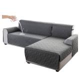 Genina 100percent Waterproof Sectional Couch Covers for Dogs Reversible Couch Covers for Sectional Sofa L Shaped Sofa Slipcover Furniture Protectors Cover for Pets, Kids (Dark Gray, Large) - Retail: $