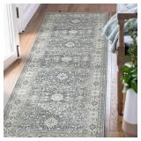 jinchan Runner Rug 3x7 Washable Hallway Rug Distressed Gray Multi Vintage Floral Runner Kitchen Floor Cover Indoor Mat Retro Entryway Living Room Bedroom Office Farmhouse Grey - Retail: $46