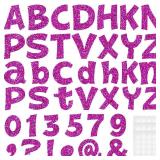 Colarr 216 Pcs Glitter Bulletin Board Letters for Classroom Numbers Alphabet Poster Board Letters with Adhesive Dots Punctuation Symbols Cutout Bulletin Board Display School Decor (Purple,4 Inch) - Re